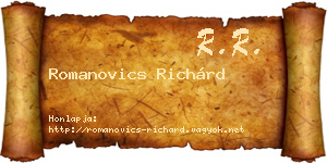 Romanovics Richárd névjegykártya