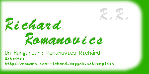 richard romanovics business card